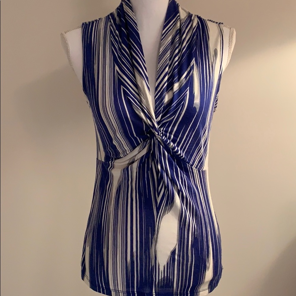 Banana Republic Blue/White Twisted Tie Top PS